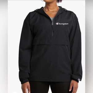 New Champion Stadium Jacket Water Resistant Wind Breaker Black Size Large